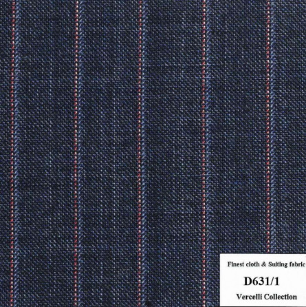 D631/1 Vercelli CXM - Vải Suit 95% Wool - Xanh Dương Sọc